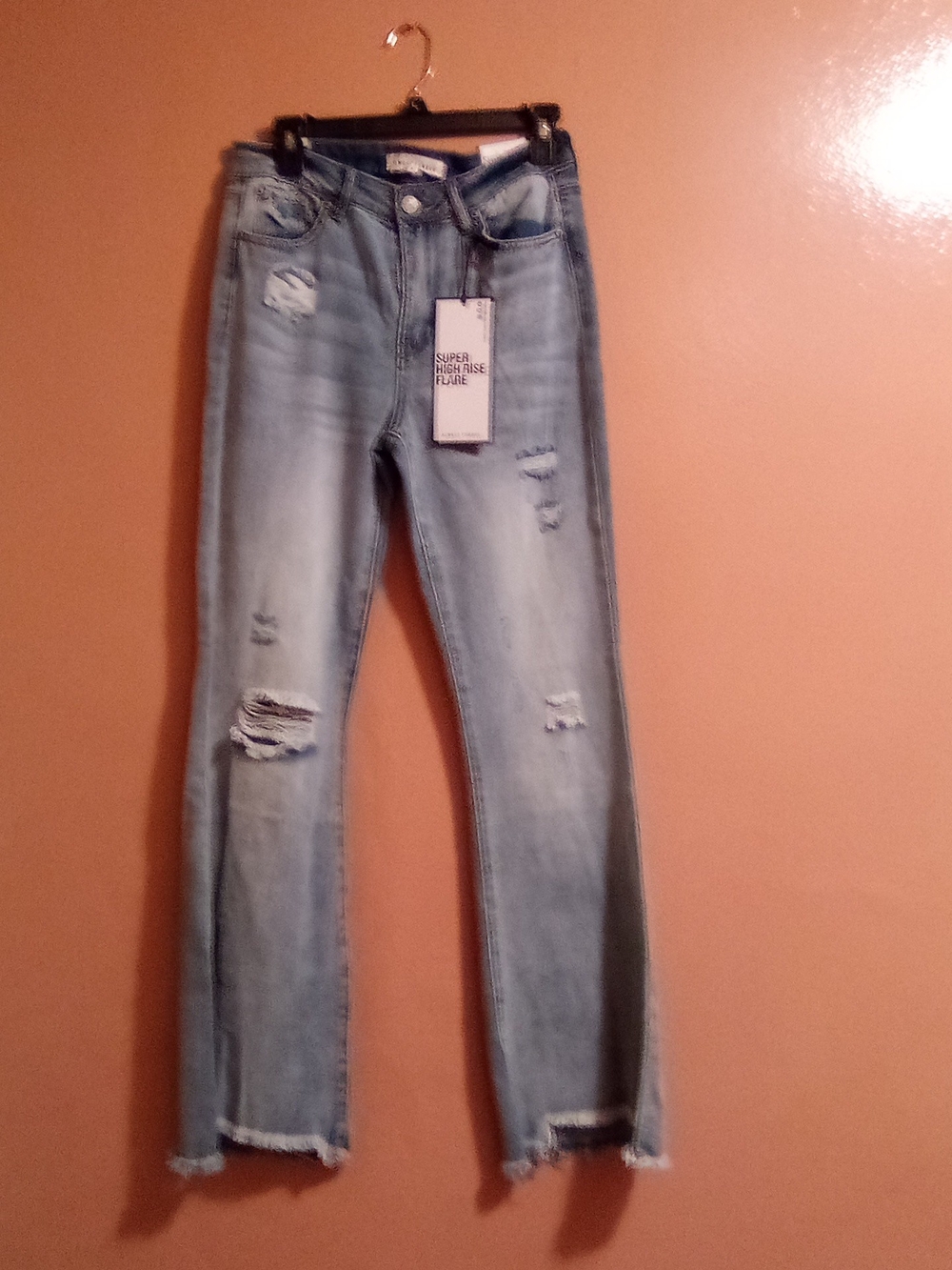 Almost Famous Light Blue Distressed High-Rise Jeans ( Bag C )